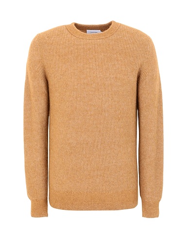 CALVIN KLEIN Jumper PLUSH STRUCTURE SWEATSHIRT Camel 32% Cotton, 29% Polyamide, 20% Wool, 19% Alpaca wool