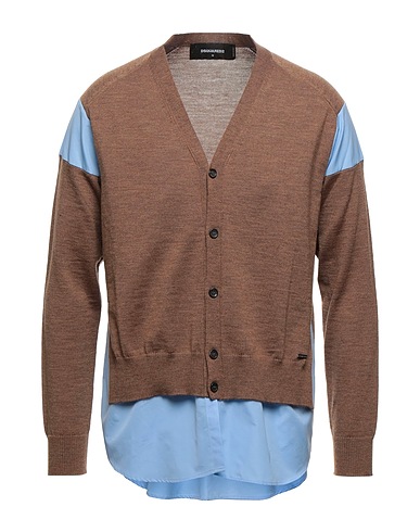 DSQUARED2 Strickjacke Braun 100% Wolle, Baumwolle