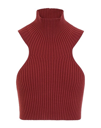 8 by YOOX Crop top VISCOSE KNIT SLEEVELESS  ROLL-NECK  CROP TOP
 Mattone 70% Viscosa, 30% Poliestere