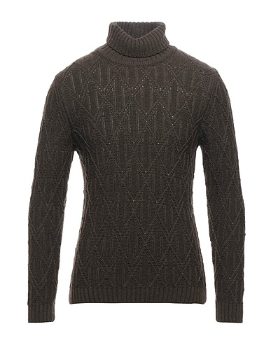 LES COPAINS Polo neck Military green 40% Cotton, 30% Wool, 18% Viscose, 12% Polyamide