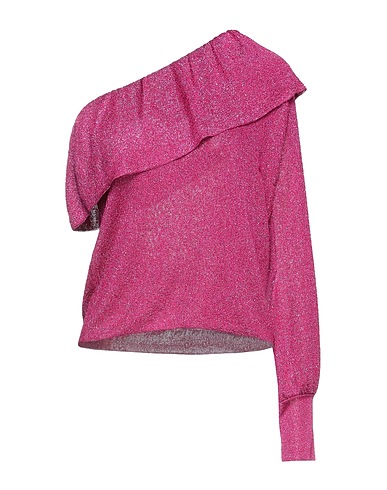 REDValentino One-shoulder top Fuchsia 80% Viscose, 20% Metallic fiber