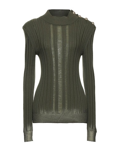 BALMAIN Polo neck Military green 35% Silk, 35% Virgin Wool, 30% Cashmere