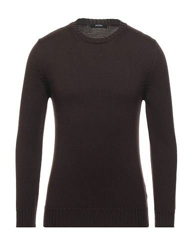 ALPHA STUDIO Jumper Dark brown 100% Merino Wool