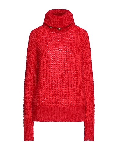 BALMAIN Polo neck Red 52% Mohair wool, 31% Viscose, 17% Polyamide