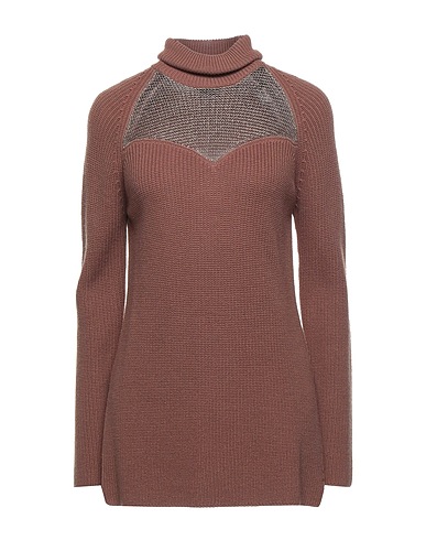 ELISABETTA FRANCHI Turtleneck Light brown 50% Wool, 50% Acrylic, Viscose, Metallic fiber
