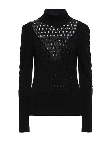 DONDUP Polo neck Black 80% Wool, 20% Polyamide, Elastane