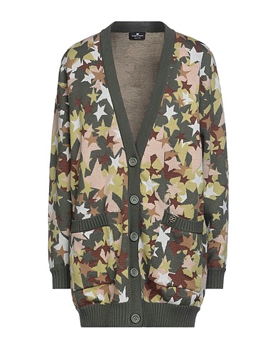 ELISABETTA FRANCHI Cardigan Military green 35% Polyamide, 33% Wool, 32% Acrylic