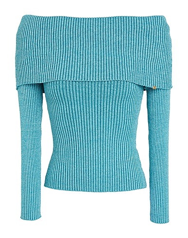 ELISABETTA FRANCHI Jumper Turquoise 76% Viscose, 20% Polyester, 4% Elastane