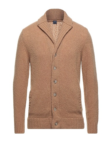 FEDELI Cardigan Camel 57% Virgin Wool, 28% Cashmere, 15% Polyamide