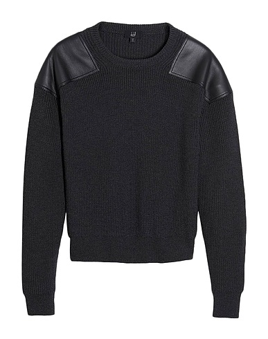 DUNHILL Jumper Charcoal 100% Merino Wool, Calfskin