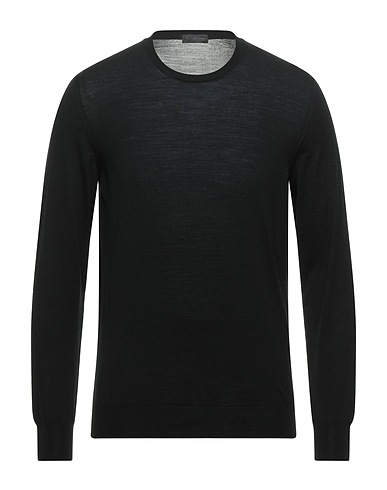 DRUMOHR Pullover Schwarz 100% Merinowolle, Super 140s Wolle