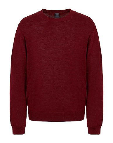 8 by YOOX Sweater WOOL-BLEND REGULAR FIT CREW NECK JUMPER
 Burgundy 50% Merino Wool, 50% Acrylic