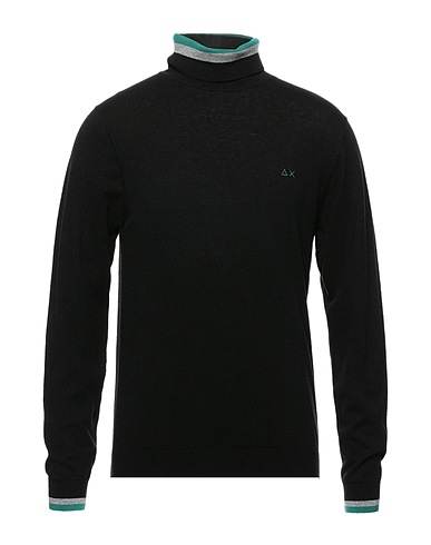 SUN 68 Polo neck Black 50% Merino Wool, 50% Cotton