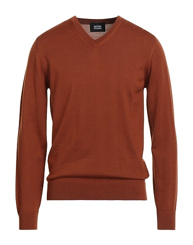 ALPHA STUDIO Jumper Brown 100% Merino Wool