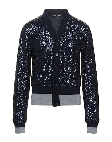 DOLCE&GABBANA Cardigan Midnight blue 100% Polyester, Virgin Wool, Silk, Elastane