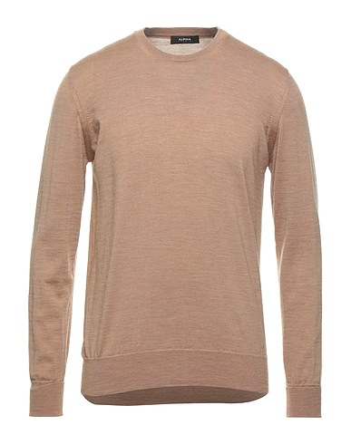 ALPHA STUDIO Pullover Camel 100% Laine mérinos, Peau de chamois