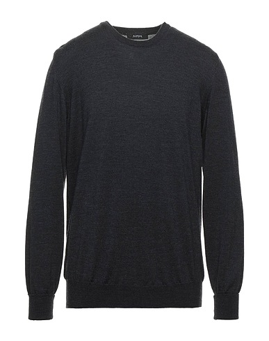 ALPHA STUDIO Jumper Charcoal 100% Merino Wool, Chamois leather