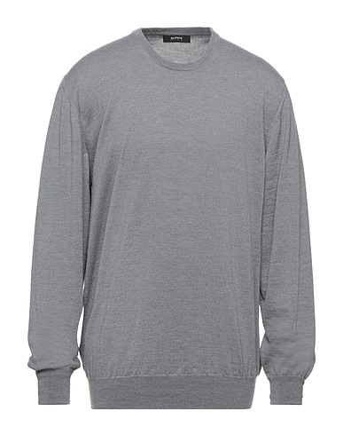ALPHA STUDIO Pullover Grau 100% Merinowolle, Wildleder
