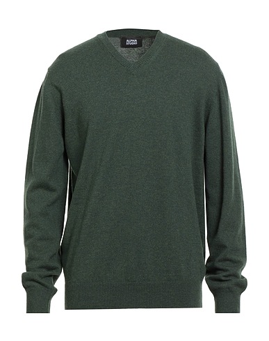 ALPHA STUDIO Pullover Vert foncé 100% Laine Geelong