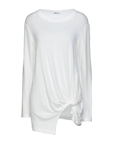 REPLAY T-shirt Avorio 93% Lino, 7% Elastan
