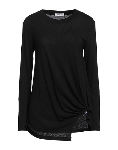 REPLAY T-shirt Black 93% Linen, 7% Elastane