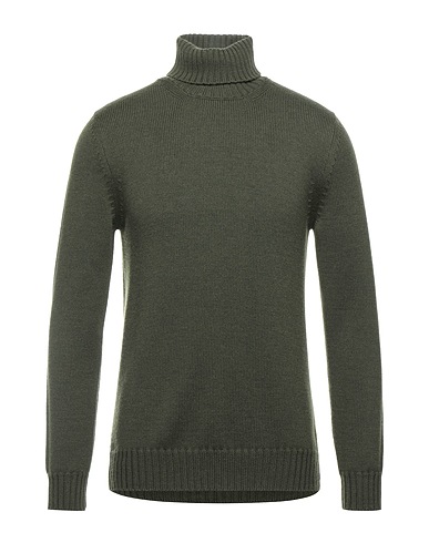 ALPHA STUDIO Polo neck Military green 100% Merino Wool