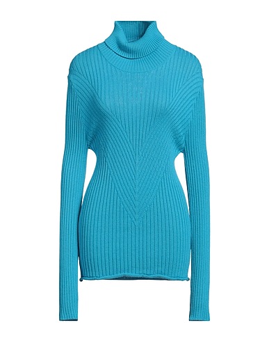 MANILA GRACE Polo neck Turquoise 50% Virgin Wool, 50% Acrylic