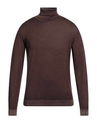 WOOL & CO Polo neck Dark brown 100% Merino Wool