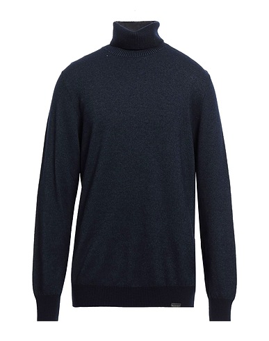 BROOKSFIELD Polo neck Navy blue 52% Wool, 35% Cotton, 13% Polyamide
