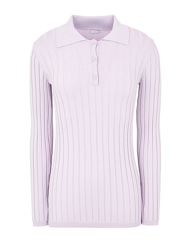 8 by YOOX Sweater RIB-KNIT L/SLEEVE POLO
 Lilac 57% Viscose, 42% Polyamide, 1% Elastane