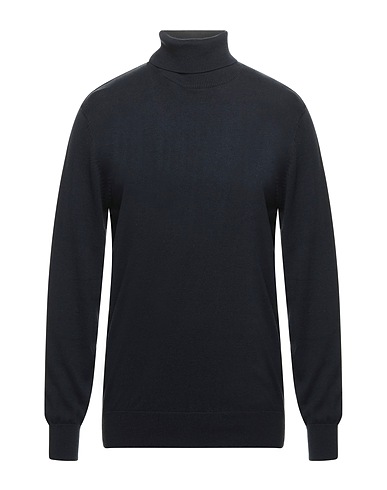BRIAN BROME Polo neck Midnight blue 50% Cotton, 50% Acrylic