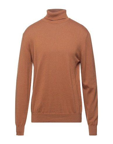 BRIAN BROME Polo neck Camel 50% Cotton, 50% Acrylic