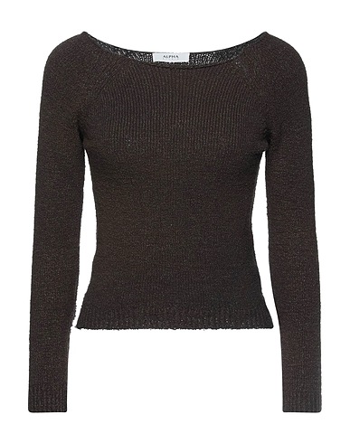 ALPHA STUDIO Jumper Dark brown 38% Polyamide, 30% Cotton, 30% Viscose, 2% Elastane