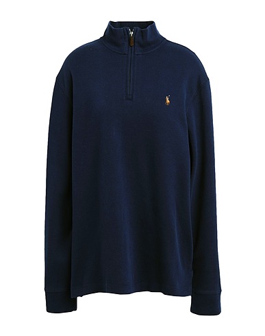 POLO RALPH LAUREN Sweater with zip ESTATE-RIB COTTON PULLOVER
 Midnight blue 100% Cotton
