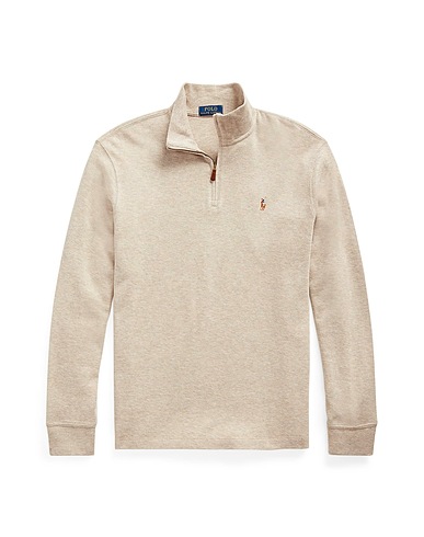 POLO RALPH LAUREN Jumper with zip ESTATE-RIB COTTON PULLOVER
 Beige 100% Cotton