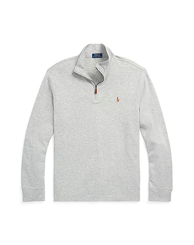 POLO RALPH LAUREN Jumper with zip ESTATE-RIB COTTON PULLOVER
 Grey 100% Cotton