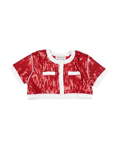 TWINSET Shrug Red 50% Cotton, 50% Viscose, Polyamide, PVC - Polyvinyl chloride
