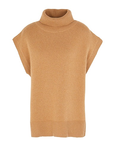 8 by YOOX Polo neck SLEEVELESS JUMPERS
 Camel 80% Wool, 20% Polyamide