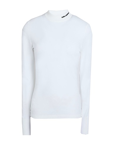 KARL LAGERFELD Polo neck Logo Mock Neck Sweater	 White 83% Viscose, 17% Polyester