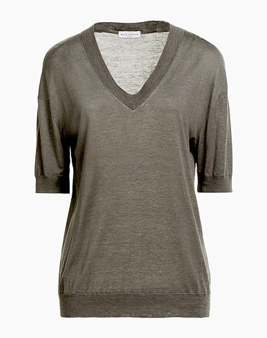BALLANTYNE Pullover Verde militare 55% Seta, 45% Lino