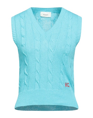 VICOLO Maglia Gilet Turchese 50% Cotone, 50% Acrilico