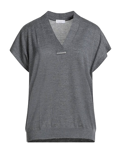 BRUNELLO CUCINELLI Cashmere jumper Grey 70% Cashmere, 30% Silk, Brass, Ecobrass