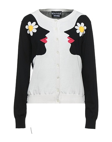 BOUTIQUE MOSCHINO Cardigan Black 100% Cotton, Polyamide, Elastane