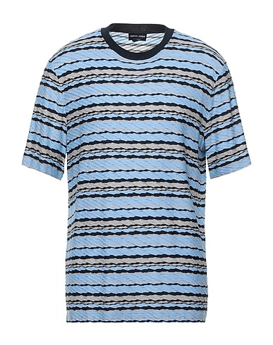 GIORGIO ARMANI T-shirt Sky blue 100% Viscose, Polyamide, Elastane