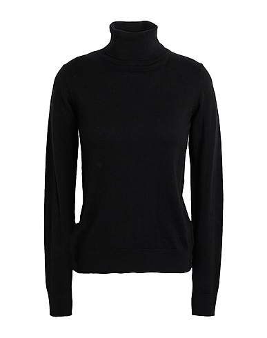 8 by YOOX Polo neck ORGANIC COTTON-SILK BLEND KNIT ROLL-NECK SWEATER
 Black 70% Organic cotton, 20% Polyamide, 10% Silk