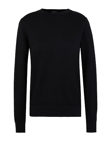 8 by YOOX Sweater ORGANIC COTTON-SILK BLEND KNIT CREWNECK SWEATER
 Black 70% Organic cotton, 20% Polyamide, 10% Silk