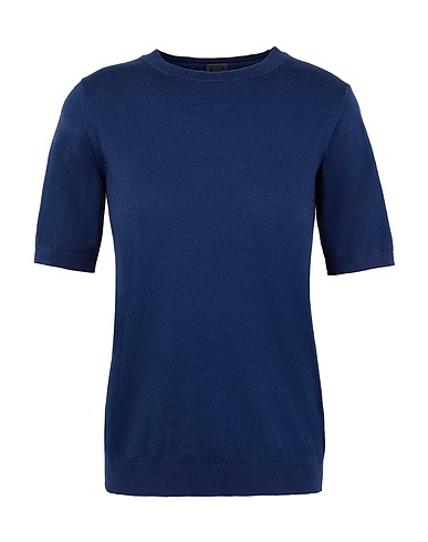 8 by YOOX Jumper ORGANIC COTTON-SILK BLEND KNIT S/SLEEVE CREWNECK TOP
 Midnight blue 70% Organic cotton, 20% Polyamide, 10% Silk