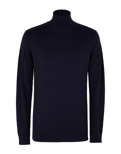 8 by YOOX Polo neck COTTON-CASHMERE BLEND BASIC ROLL-NECK
 Midnight blue 95% Organic cotton, 5% Cashmere