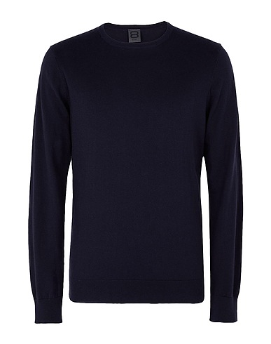 8 by YOOX Jumper COTTON-CASHMERE BLEND BASIC CREW-NECK JUMPER
 Midnight blue 95% Organic cotton, 5% Cashmere