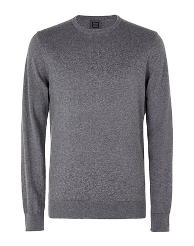 8 by YOOX Jumper COTTON-CASHMERE BLEND BASIC CREW-NECK JUMPER
 Grey 95% Organic cotton, 5% Cashmere